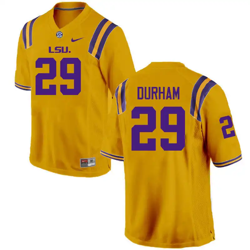 Men's LSU Tigers Caden Durham #29 Gold NCAA Football Jersey